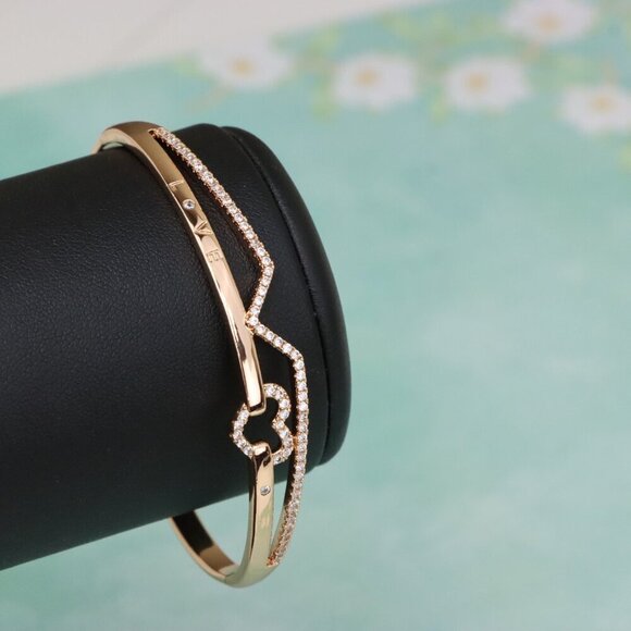 Love Engraved Rose Gold Bangle with Heart Detail, XPBL0593 - Picture 6 of 12